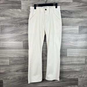 Lola Jeans Womens 29 Ivory‎ Cream High Rise Straight Dana Ivry Beachy Festival